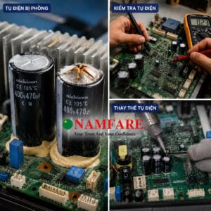 Sửa chữa tụ điện công nghiệp trên bo mạch điện tử CNC tại Namfare