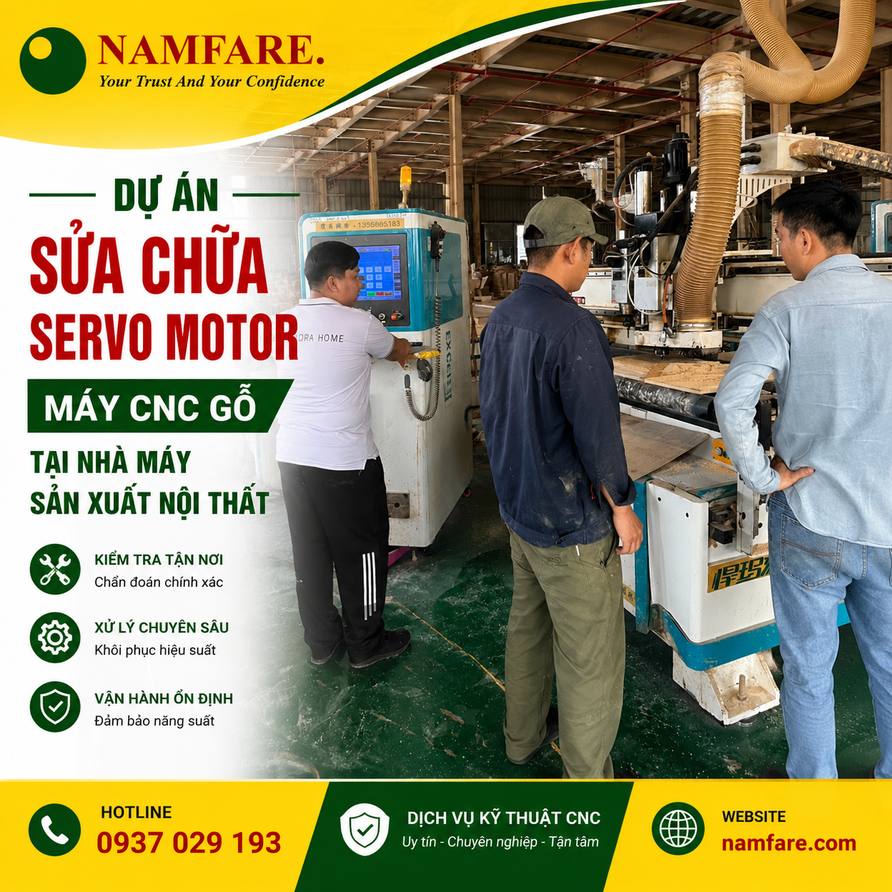 avta Dự Án Sửa Chữa Servo Motor Máy CNC Gỗ Tại Nhà Máy Sản Xuất Nội Thất | Namfare - Ảnh 1