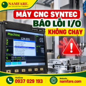 Máy CNC Syntec báo lỗi I/O và không thể vận hành.